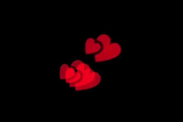 Red Heart Bokeh Black Background Photo — Stock Photo, Image