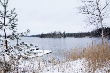 Kış güzel nehirde Kymijoki. Kouvola, Finlandiya
