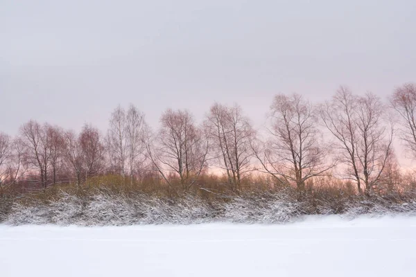 Bonita Paisagem Neve Inverno Finlândia Pôr Sol — Fotografia de Stock