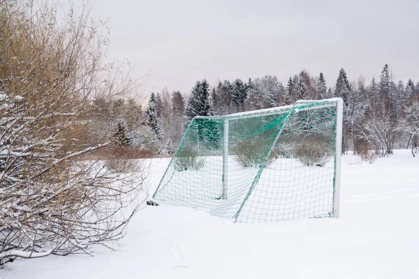 Soccer Goal Outdoor Winter Day — 스톡 사진