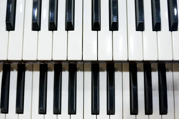 Dos Filas Teclas Blanco Negro Viejo Instrumento Musical Órgano —  Fotos de Stock