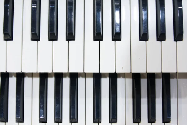 Dos Filas Teclas Blanco Negro Viejo Instrumento Musical Órgano — Foto de Stock