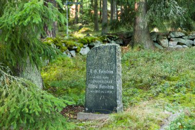 Eski mezarlık Wrede aile. 18 Eylül 2018 - Anjala, Kouvola, Finlandiya.