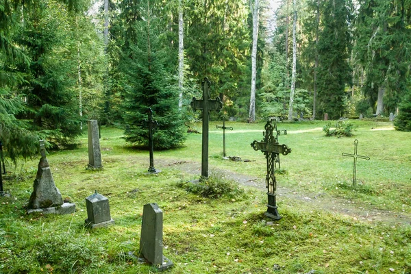 Alter Friedhof Finnland Mit Grabkreuzen Und Steinen — Stockfoto