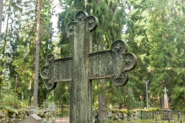 Cruz Antiguo Hermoso Semeterio Finlandia — Foto de Stock