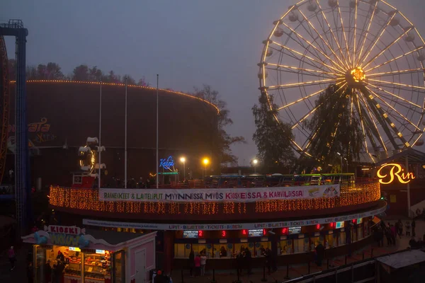 Helsinki Finlandia Octubre 2018 Evento Carnaval Luz Parque Atracciones Linnanmaki — Foto de Stock