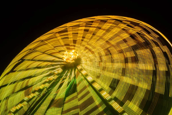 Grande Roue Mouvement Parc Attractions Illumination Nocturne Longue Exposition — Photo