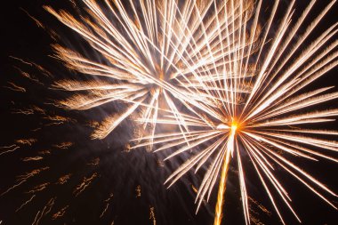 Güzel renkli havai fişek kutlama siyah arka plan üzerine. Yeni yıl ve tatil kavramı.