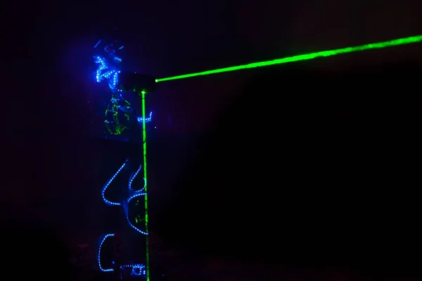 Показані Барвисті Вогні Лазерне Шоу Русі Темряві — стокове фото
