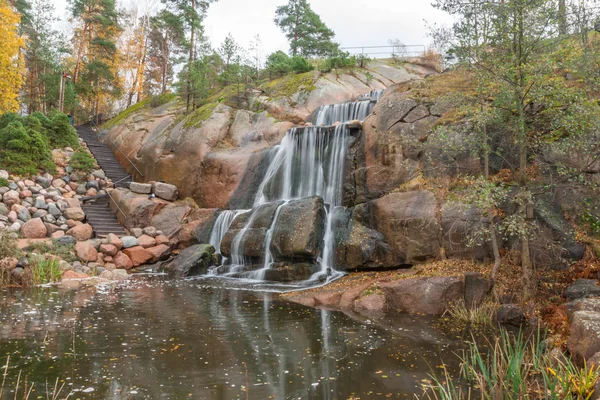 Waterfall Cascading Rocks Sapokka Landscaping Park Kotka Finland — Stock Photo, Image