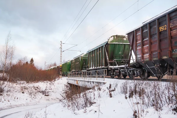 Kouvola Finsko Prosince 2018 Vozy Nákladní Vlak Zimní Ráno Finsku — Stock fotografie
