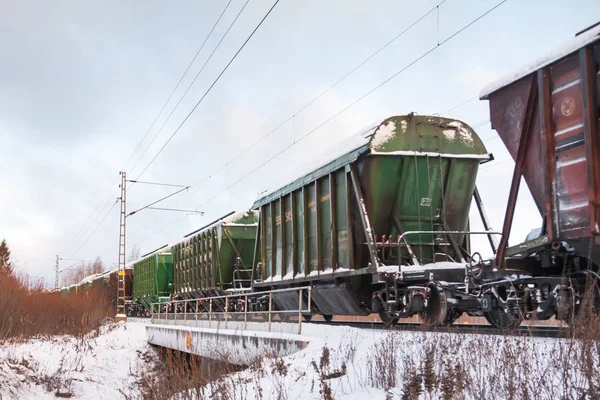 Kouvola Finlândia Dezembro 2018 Vagões Trem Carga Manhã Inverno Finlândia — Fotografia de Stock