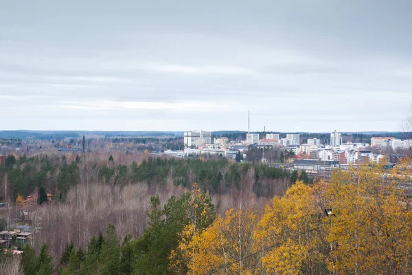 Bela Vista Superior Cima Cidade Kouvola Declive Mielakka Dia Outono — Fotografia de Stock