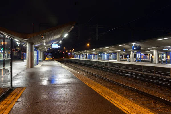 Kouvola Finlandia Novembre 2018 Stazione Ferroviaria Notte — Foto Stock