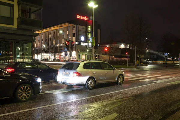 Kouvola Finlandia Listopada 2018 Długich Ekspozycji Zdjęć Noc Ruchu Ulicach — Zdjęcie stockowe