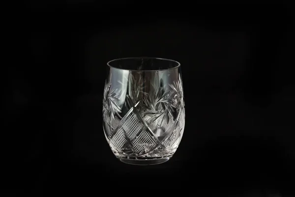 Vintage Empty Crystal Glass Black Background — Stock Photo, Image