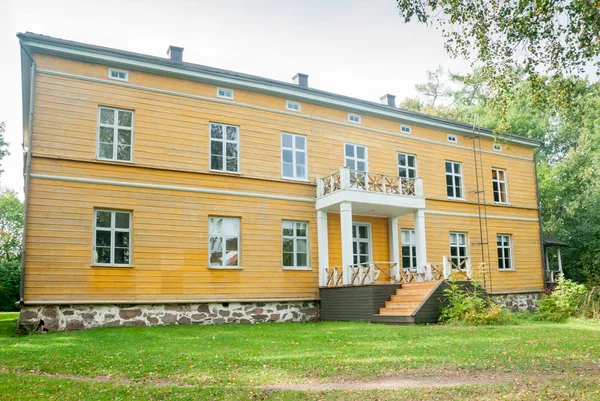 Kouvola Finsko Září 2018 Krásné Žluté Stará Budova Opuštěné Anjala — Stock fotografie