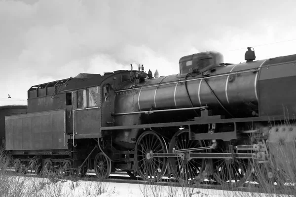 Vecchio Treno Vapore Retrò Mattino Inverno Finlandia Foto — Foto Stock