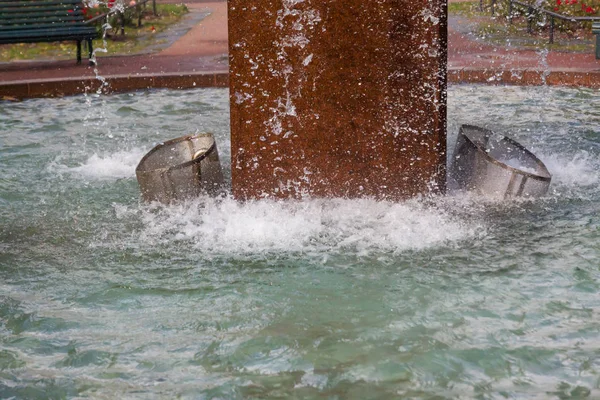 Short Exposure Photo Drops Fountain Kotka Finland Autumn Day — Stock Photo, Image