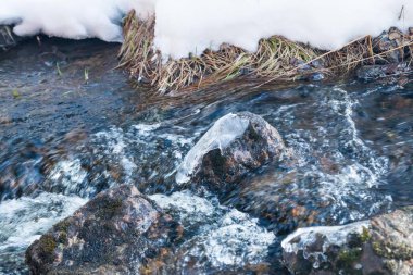 Kaba Nehri üzerinde buz erime. Bahar geliyor.