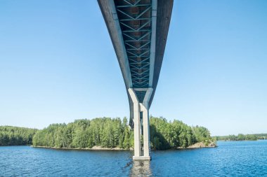 Lappeenranta Luukkaansalmi köprü, Finlandiya. Saimaa Gölü'nden manzara.