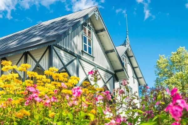 Kouvola, Finland - 2 September 2019: The owners residence in Verla at Jaala, Kouvola, Finland, is a well preserved 19th century mill village and a UNESCO World Heritage site. — Stock Photo, Image