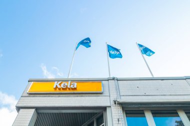 Kouvola, Finlandiya - 22 Eylül 2019: Kela Ofisi. Kela Finlandiya Sosyal Sigorta Lar Kurumu.