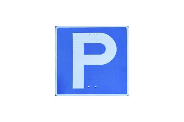 Blue parking road sign isolated on white background — Stock Photo, Image