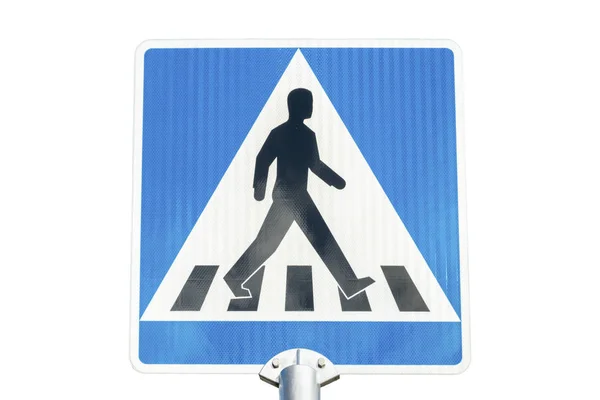 Pedestrian crossing road sign isolated on white background — Stock Photo, Image