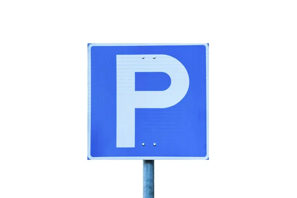 Blue parking road sign isolated on white background Royalty Free Stock Images