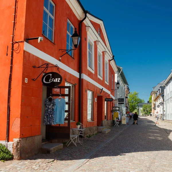 Porvoo Finlande Juin 2020 Belle Rue Avec Commerces Dans Vieille — Photo