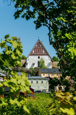 Porvoo Katedrali ve eski Porvoo kasabasının güzel panoramik manzarası