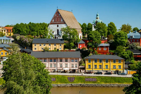 Hermosa Vista Panorámica Catedral Porvoo Casco Antiguo Porvoo — Foto de Stock