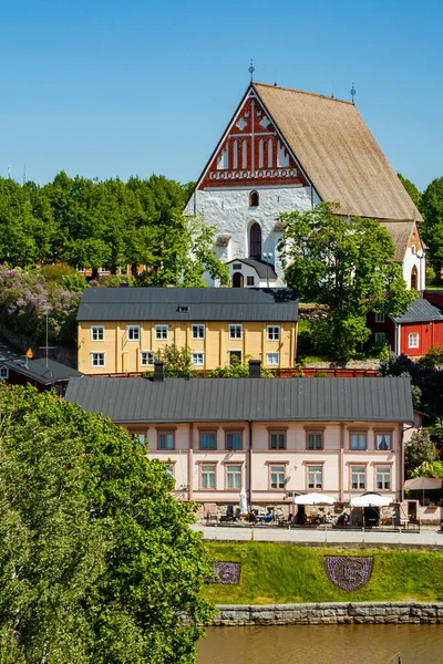 Hermosa Vista Panorámica Catedral Porvoo Casco Antiguo Porvoo — Foto de Stock