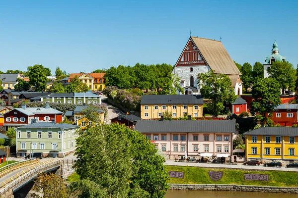 Hermosa Vista Panorámica Catedral Porvoo Casco Antiguo Porvoo — Foto de Stock