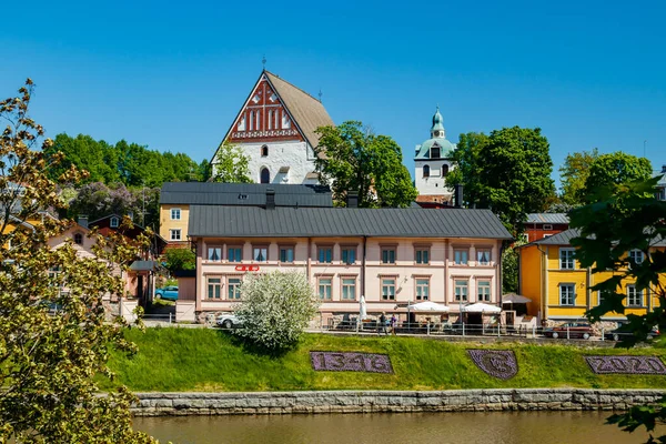 Hermosa Vista Panorámica Catedral Porvoo Casco Antiguo Porvoo — Foto de Stock