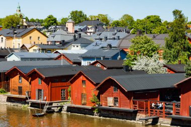 Eski Porvoo kasabasının güzel panoramik manzarası