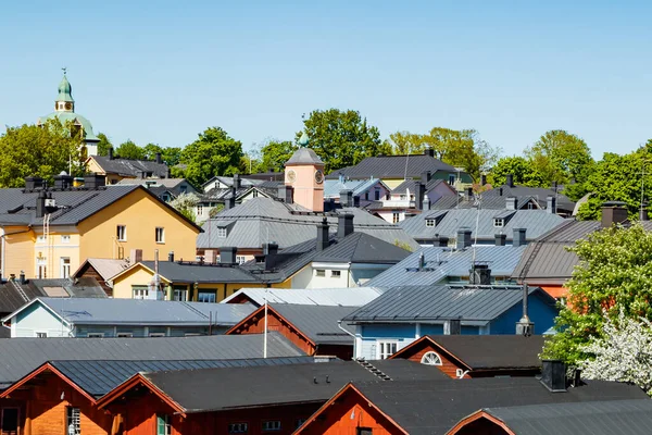 Piękny Widok Panoramiczny Dachów Starego Miasta Porvoo — Zdjęcie stockowe