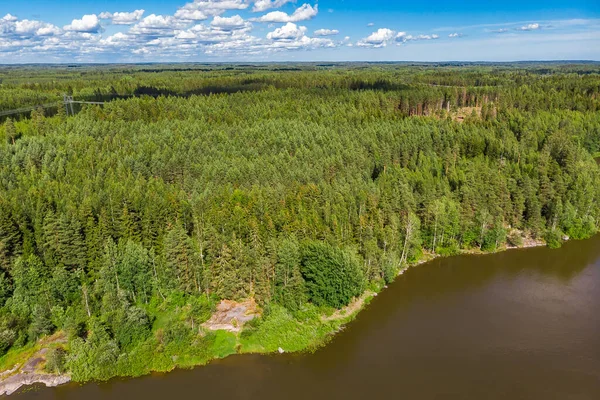 Finlandiya Kymijoki nehrinde hızlı Ahvionkoski 'nin yaz manzarası.