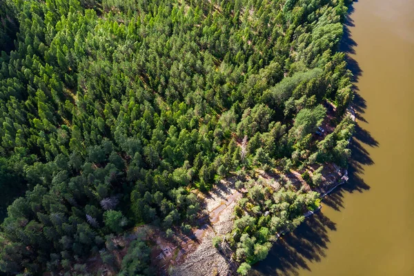 Vista Aérea Verano Del Bosque Finlandés Río Kymijoki Finlandia — Foto de Stock