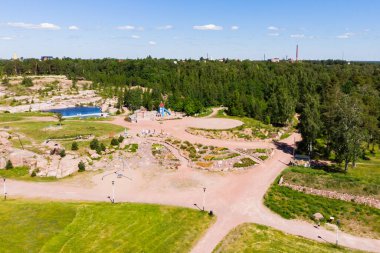 Kotka, Finlandiya - 22 Haziran 2020: Katariina Sahil Parkı 'nın havadan manzarası.