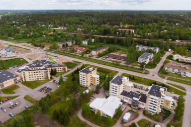 Finlandiya 'daki Inkeroinen kentinin havadan panoramik görüntüsü.