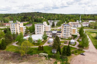 Finlandiya 'daki Inkeroinen kentinin havadan panoramik görüntüsü.