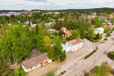 Finlandiya 'daki Inkeroinen kentinin havadan panoramik görüntüsü.