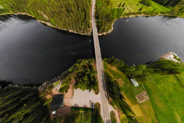Vista Panorámica Aérea Susikoski Rápido Río Kymijoki Finlandia — Foto de Stock