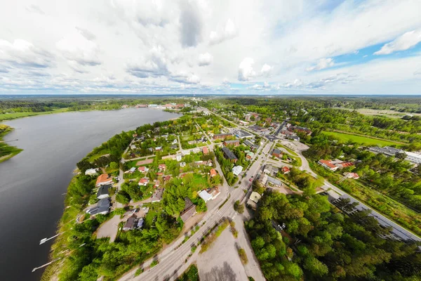 Aerial Panoramic View City Inkeroinen River Kymijoki Finland — Stock Photo, Image
