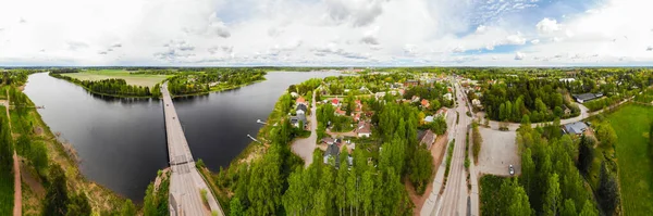 Flygfoto Över Staden Inkeroinen Vid Floden Kymijoki Finland — Stockfoto
