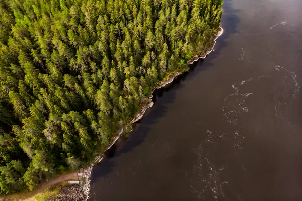 Vista Panorámica Aérea Susikoski Rápido Río Kymijoki Finlandia — Foto de Stock