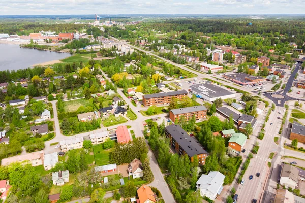 Letecký Panoramatický Výhled Město Inkeroinen Řeky Kymijoki Finsko — Stock fotografie