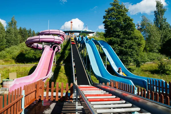 Kouvola Finlande Juillet 2020 Glissade Eau Extrême Dans Parc Attractions — Photo